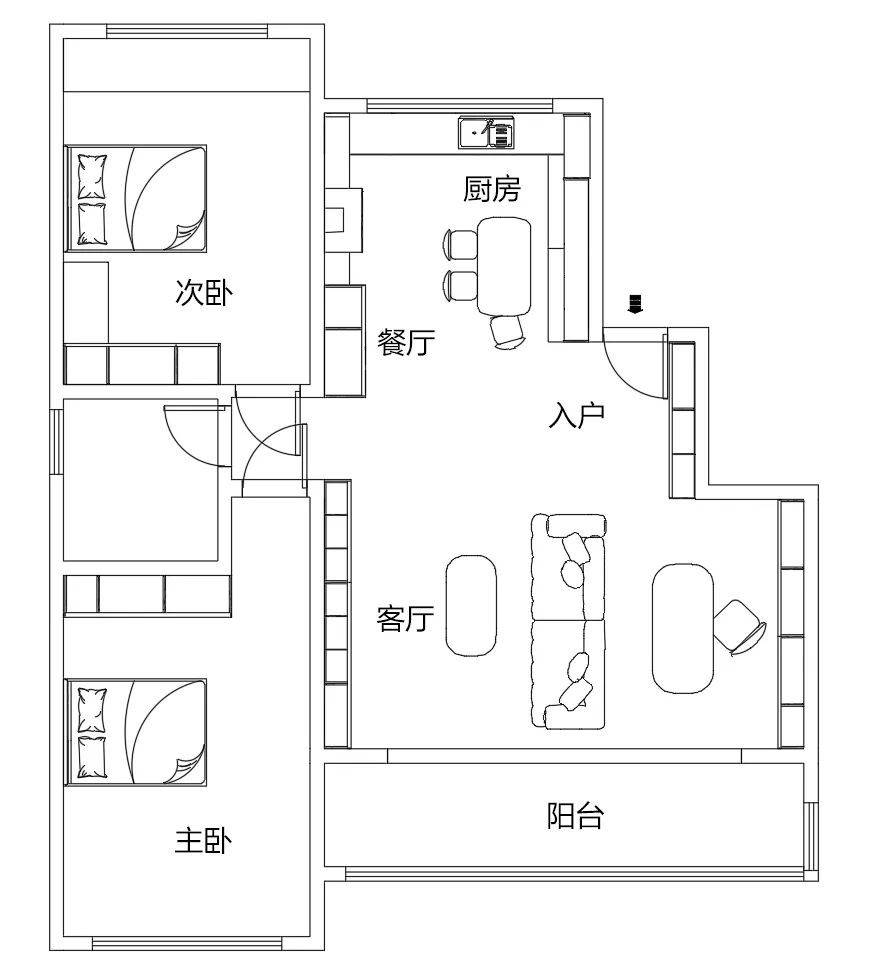 全友案例丨客厅装书房+餐厨一体116㎡北欧风功能性拉满(图1)